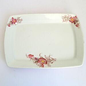 Antique Warranted Ironstone Platter Floral Pattern Cottagecore English Cottage